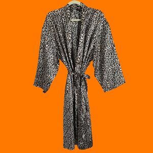 00's vintage leopard satin y2k robe MEDIUM